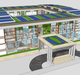 竹园茶餐厅建筑SU模型下载_sketchup草图大师SKP模型
