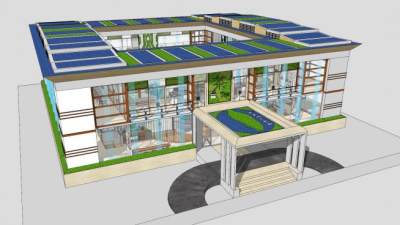 竹园茶餐厅建筑SU模型下载_sketchup草图大师SKP模型