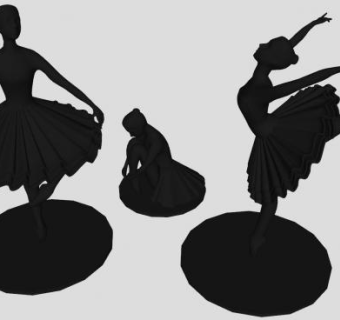 芭蕾舞雕塑人物工艺品SU模型下载_sketchup草图大师SKP模型