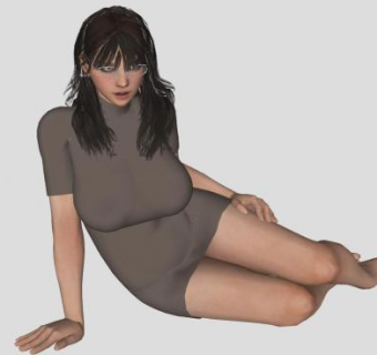 女秘书人物SU模型下载_sketchup草图大师SKP模型