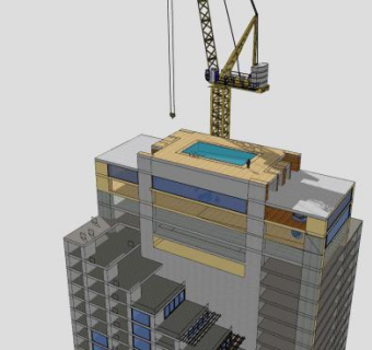 建筑施工工地起重机吊机SU模型下载_sketchup草图大师SKP模型