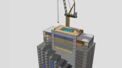 建筑施工工地起重机吊机SU模型下载_sketchup草图大师SKP模型