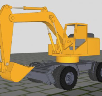 工程挖掘机SU模型下载_sketchup草图大师SKP模型