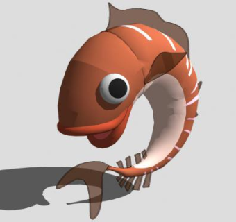 小鲤鱼卡通雕塑SU模型下载_sketchup草图大师SKP模型