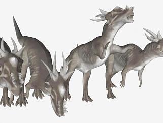 白垩纪晚期冥河龙恐龙SU模型下载_sketchup草图大师SKP模型