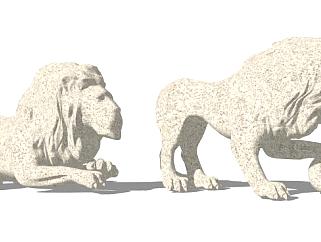 石狮子雕塑雕像SU模型下载_sketchup草图大师SKP模型