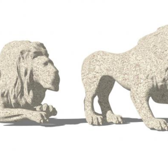 石狮子雕塑雕像SU模型下载_sketchup草图大师SKP模型