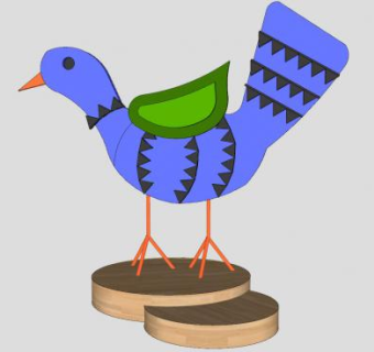 站立的木鸟摆件SU模型下载_sketchup草图大师SKP模型