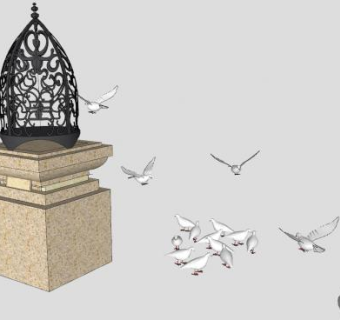 鸽子鸟和平鸽SU模型下载_sketchup草图大师SKP模型