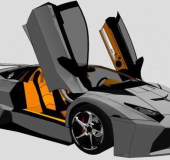白色兰博基尼跑车SU模型下载_sketchup草图大师SKP模型