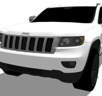 白色JEEP吉普车SU模型下载_sketchup草图大师SKP模型