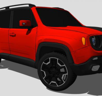 红色吉普车汽车SU模型下载_sketchup草图大师SKP模型