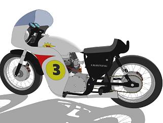 比赛的摩托车SU模型下载_sketchup草图大师SKP模型