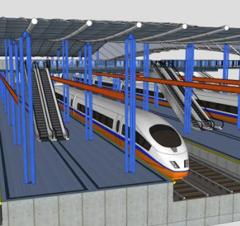 动车站台SU模型下载_sketchup草图大师SKP模型