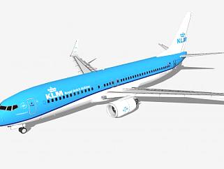 荷兰皇家航空飞机客机SU模型下载_sketchup草图大师SKP模型
