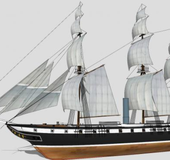 古代战船外观SU模型下载_sketchup草图大师SKP模型