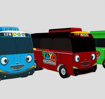 卡通巴士车SU模型下载_sketchup草图大师SKP模型