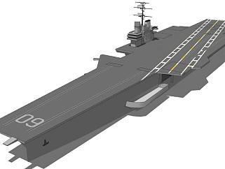 直通甲板航空母舰SU模型下载_sketchup草图大师SKP模型