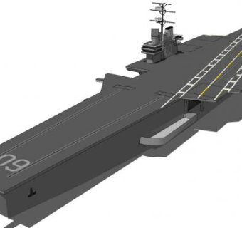 直通甲板航空母舰SU模型下载_sketchup草图大师SKP模型