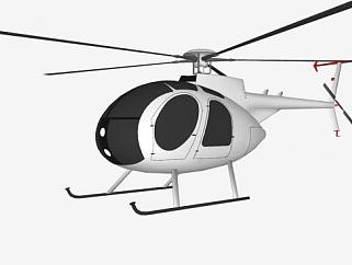 私人直升飞机SU模型下载_sketchup草图大师SKP模型