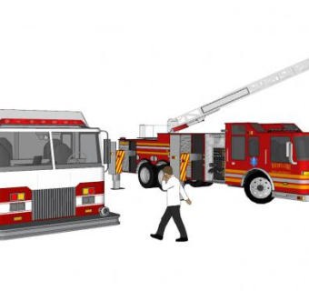 救援消防车车辆SU模型下载_sketchup草图大师SKP模型