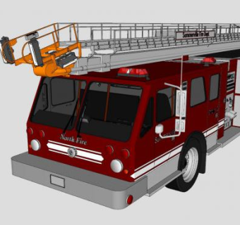 云梯消防车车辆SU模型下载_sketchup草图大师SKP模型