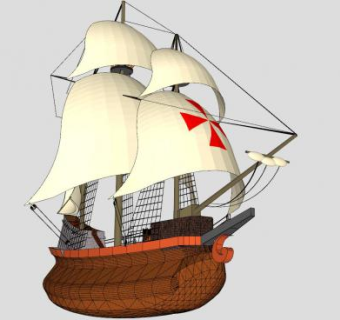 帆船海盗船SU模型下载_sketchup草图大师SKP模型