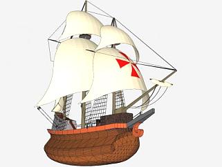 帆船海盗船SU模型下载_sketchup草图大师SKP模型