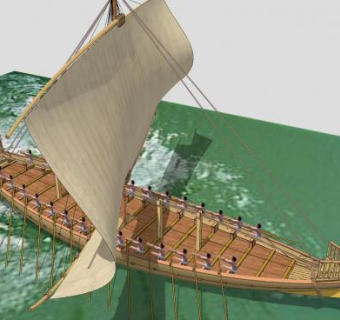 木制帆船货船SU模型下载_sketchup草图大师SKP模型