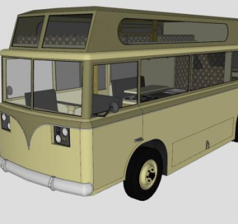 绿铁皮旅行房车SU模型下载_sketchup草图大师SKP模型