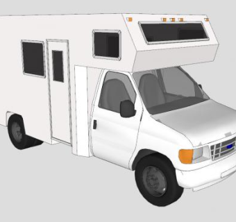 白色旅行房车SU模型下载_sketchup草图大师SKP模型