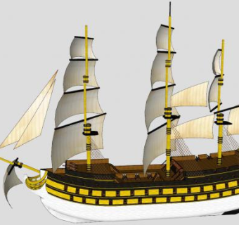 精细的船帆SU模型下载_sketchup草图大师SKP模型