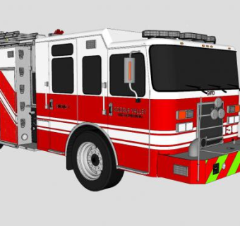 消防车救火车辆SU模型下载_sketchup草图大师SKP模型