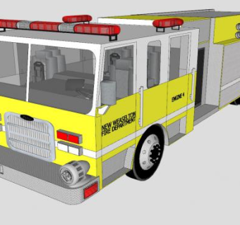 消防车救援车辆SU模型下载_sketchup草图大师SKP模型