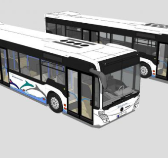 两辆公交车SU模型下载_sketchup草图大师SKP模型