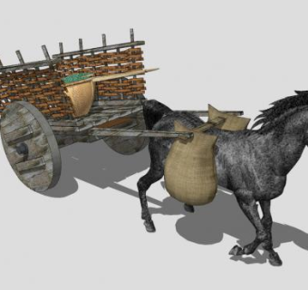 古代马车SU模型下载_sketchup草图大师SKP模型