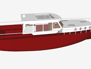 现代红色渔船SU模型下载_sketchup草图大师SKP模型