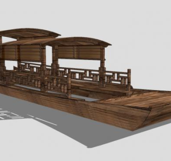 乌篷船SU模型下载_sketchup草图大师SKP模型