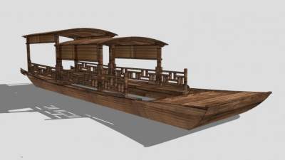 乌篷船SU模型下载_sketchup草图大师SKP模型