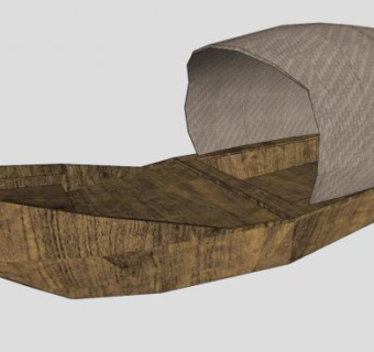 乌篷船木船SU模型下载_sketchup草图大师SKP模型