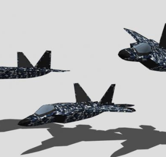 F22隐身空优飞机SU模型下载_sketchup草图大师SKP模型