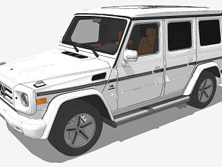 白色奔驰G55AMG汽车SU模型下载_sketchup草图大师SKP模型