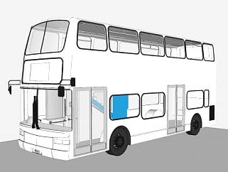 <em>双层</em>公交巴士车SU模型下载_sketchup草图大师SKP模型