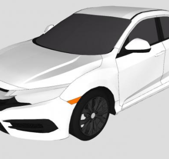 白色本田思域汽车sketchup模型下载_sketchup草图大师SKP模型