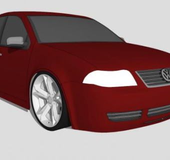 红色大众小轿车SU模型下载_sketchup草图大师SKP模型