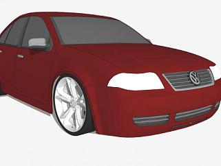 红色大众小轿车SU模型下载_sketchup草图大师SKP模型