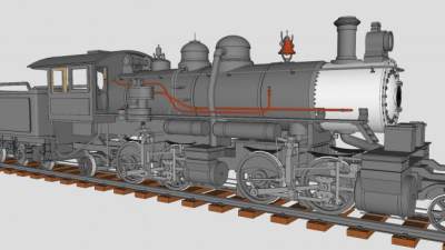 古老的蒸汽火车头SU模型下载_sketchup草图大师SKP模型