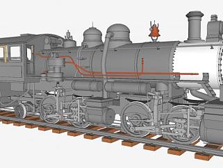 古老的蒸汽火车头SU模型下载_sketchup草图大师SKP模型
