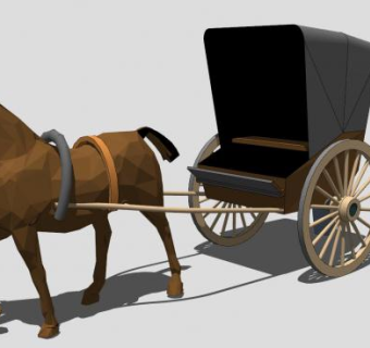 欧式小马车SU模型下载_sketchup草图大师SKP模型