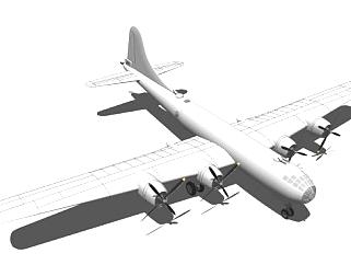 B29轰炸飞机SU模型下载_sketchup草图大师SKP模型
